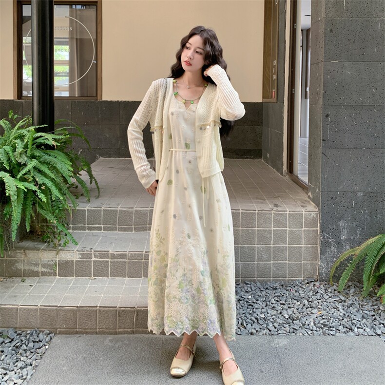 26春新款现-法式度假风针织无袖连衣裙套装2630-P190K308,女装套装/套裙,2B190