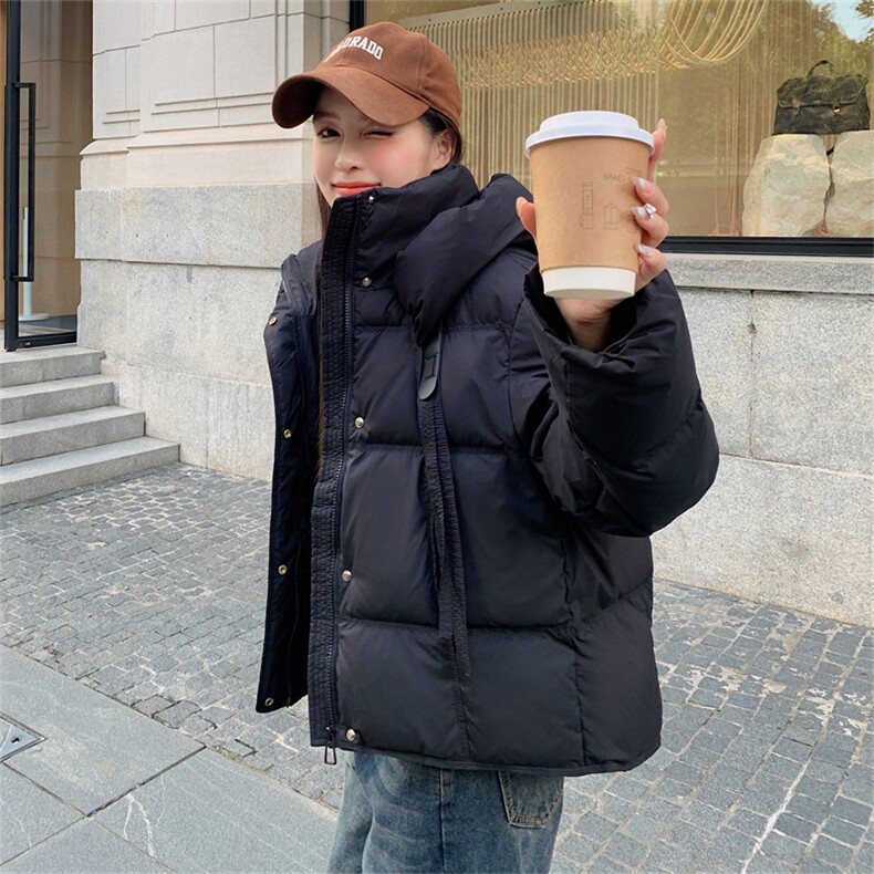 白鸭绒羽绒服女2024年冬季新款短款连帽外套,女装羽绒服,鑫火火