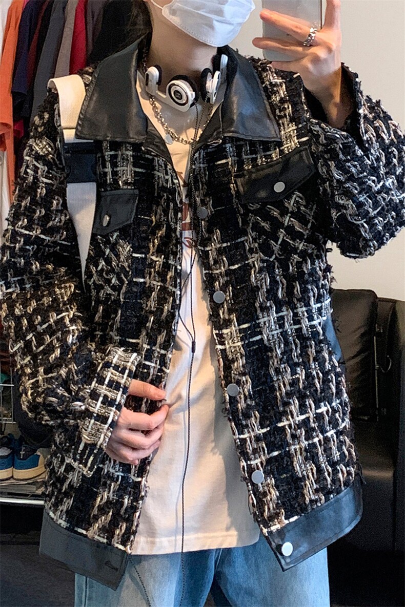 ！抖音直播小香风拼接夹克衫外套CP27-P100,男装夹克,电商B371