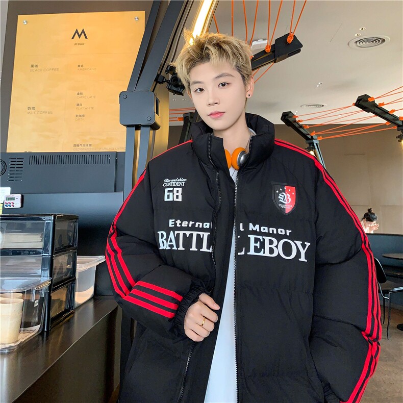 2025冬季男女条纹三防立领棉衣情侣撞色棉服外套-控148，男装棉衣，星座310A-3