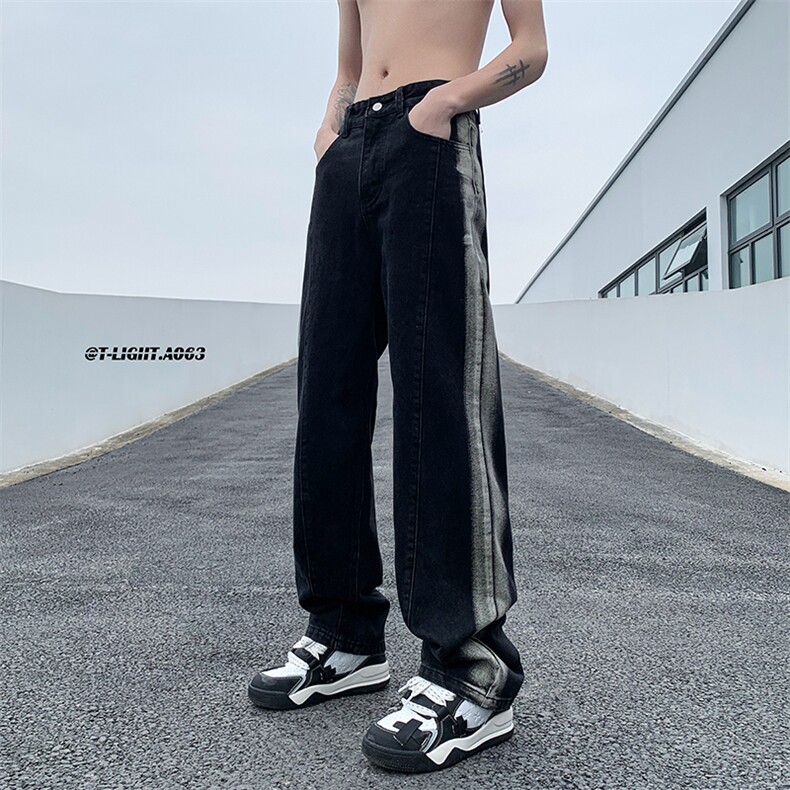 2023春季新款美式高街重工艺水洗直筒牛仔裤货号K692P55,男装牛仔裤,电商A063
