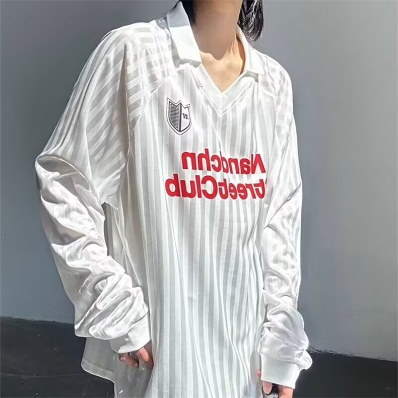 美式条纹长袖衬衫男秋大码字母印花衬衣潮牌宽松休闲外套,男装衬衫,星座1210-1