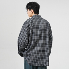 春季潮流格子衬衫男港风休闲长袖外套青少年男装2377P35，男装衬衫，星座1107-1