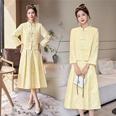 罗得堡2026年春装新款新中式汉服套装连衣裙2611，女装套装/套裙，罗得堡