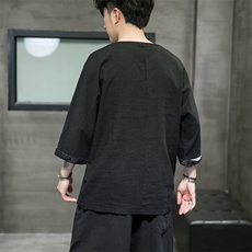 2025春夏新款风棉麻七分短袖t恤男大码上衣QT6008-1/T063/P60，男装T恤，电商A008