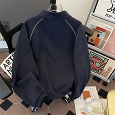 春秋新款肌理立领半拉链卫衣男高档潮流宽松百搭重磅休闲长袖上衣，男装卫衣，星座601-1
