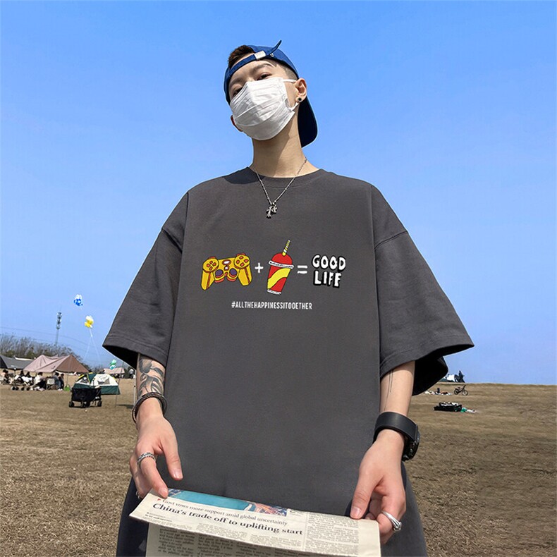 可设48小时发货支持抖音得物来样二开230克重磅美式短袖t恤MT349,男装T恤,电商A486-1