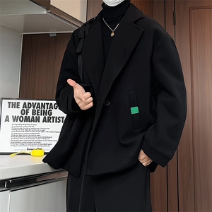 N6138/P85冬款西服双排扣毛呢大衣男宽松大码呢料夹克外套呢子图片