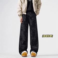 加厚灯芯绒休闲裤D2652-TP4578扎染加绒保暖卫裤男阔腿裤，男装休闲裤，电商A102