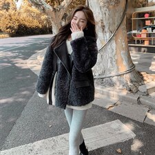 【现货新款】休闲拼皮羊羔毛外套20217-P205-K288，女装皮草，浙宝189