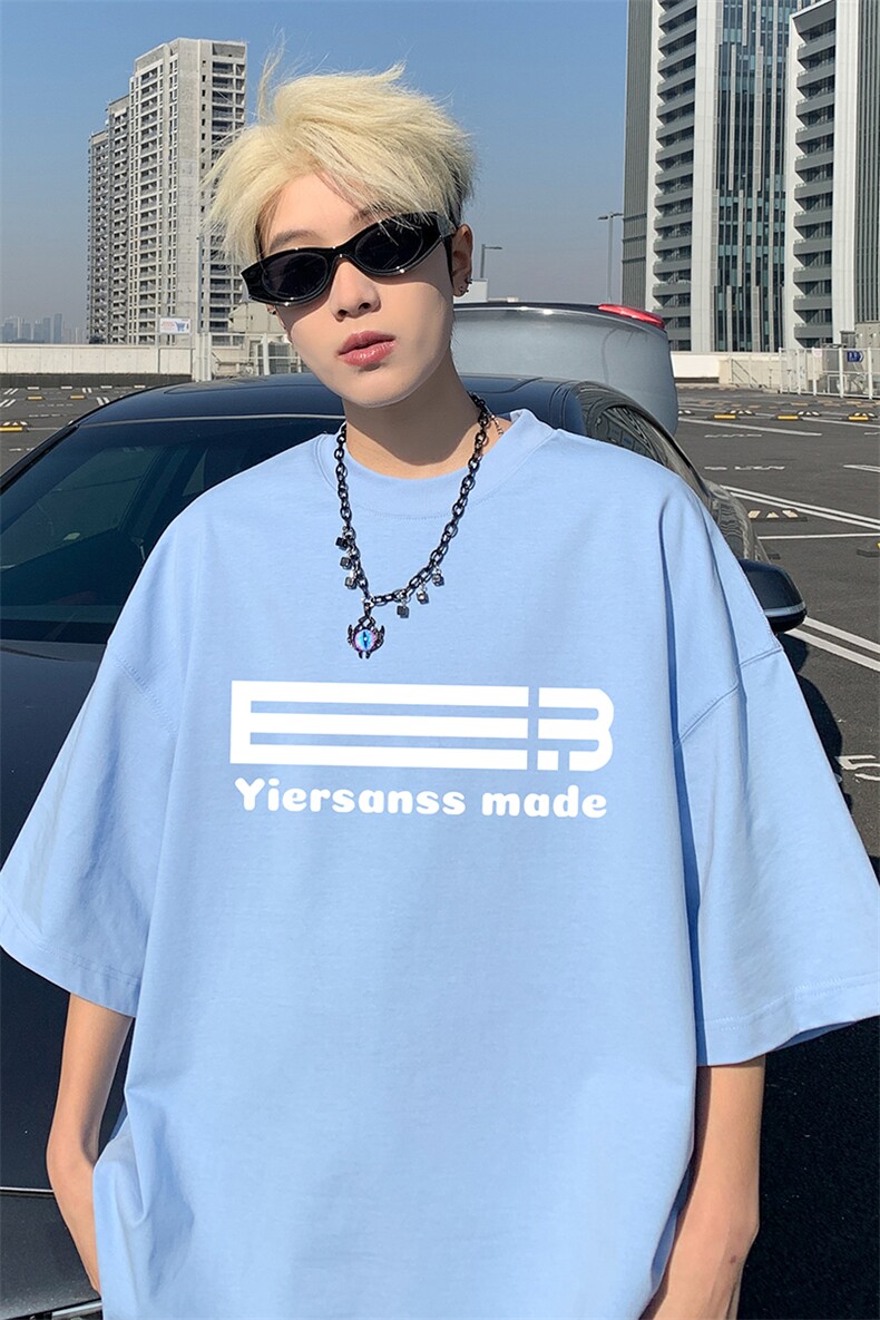 新款港风抖音直播短袖T260克TB5145批28纯棉220克T5145P22控38，男装T恤，电商C408(原B339-1)