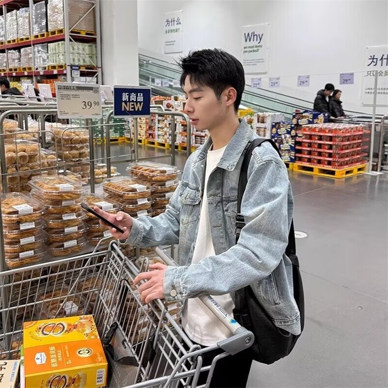 春秋男装水洗浅色牛仔外套男修身牛仔衣韩版潮流上衣夹克JK8003,男装工装外套,星座516A