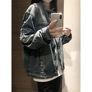 【有货】美式复古水洗蓝色牛仔外套男春秋短款夹克W353LL-特P75图片