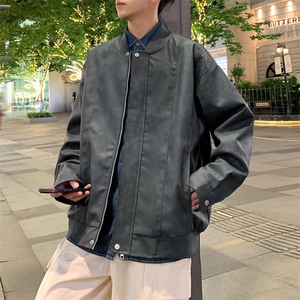 美式水洗PU皮外套男款春秋潮牌宽松飞行员皮衣夹克JK206-P85图片
