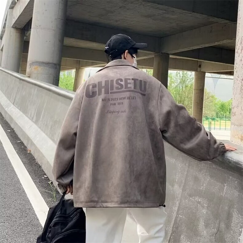 麂皮绒美式复古外套男秋冬潮牌痞帅夹克日系高街上衣W6150-P62,男装夹克,星座412-2