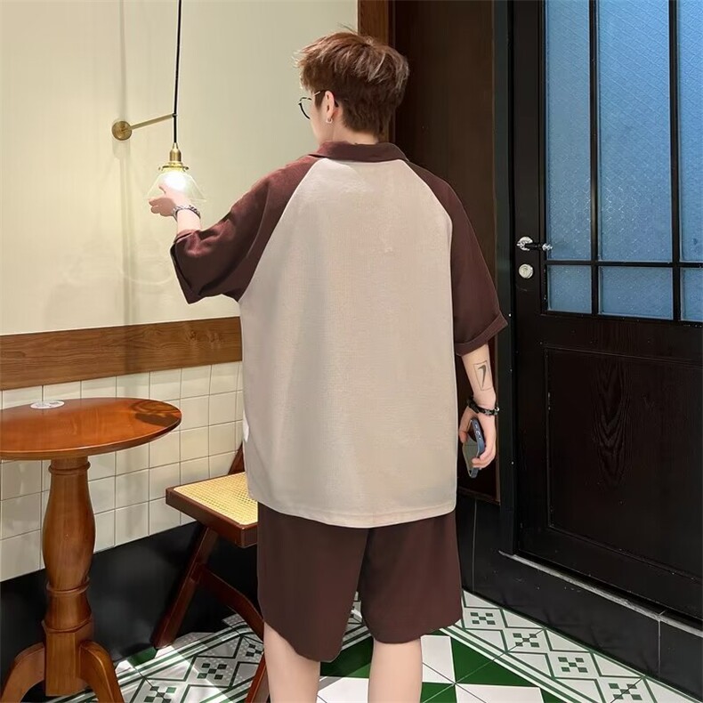 翻领夏新款短裤短袖套装QT19P48,男装牛仔裤,星座1116-2
