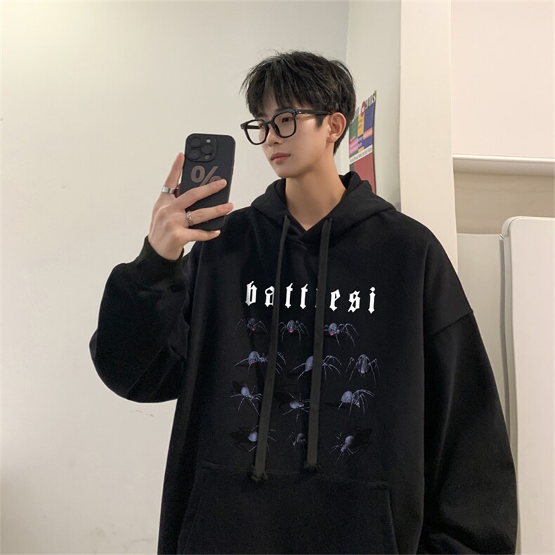 抖音品质23/秋季320G华棉男士连帽大码印花卫衣WYH3250-P45控68,男装卫衣,电商B370