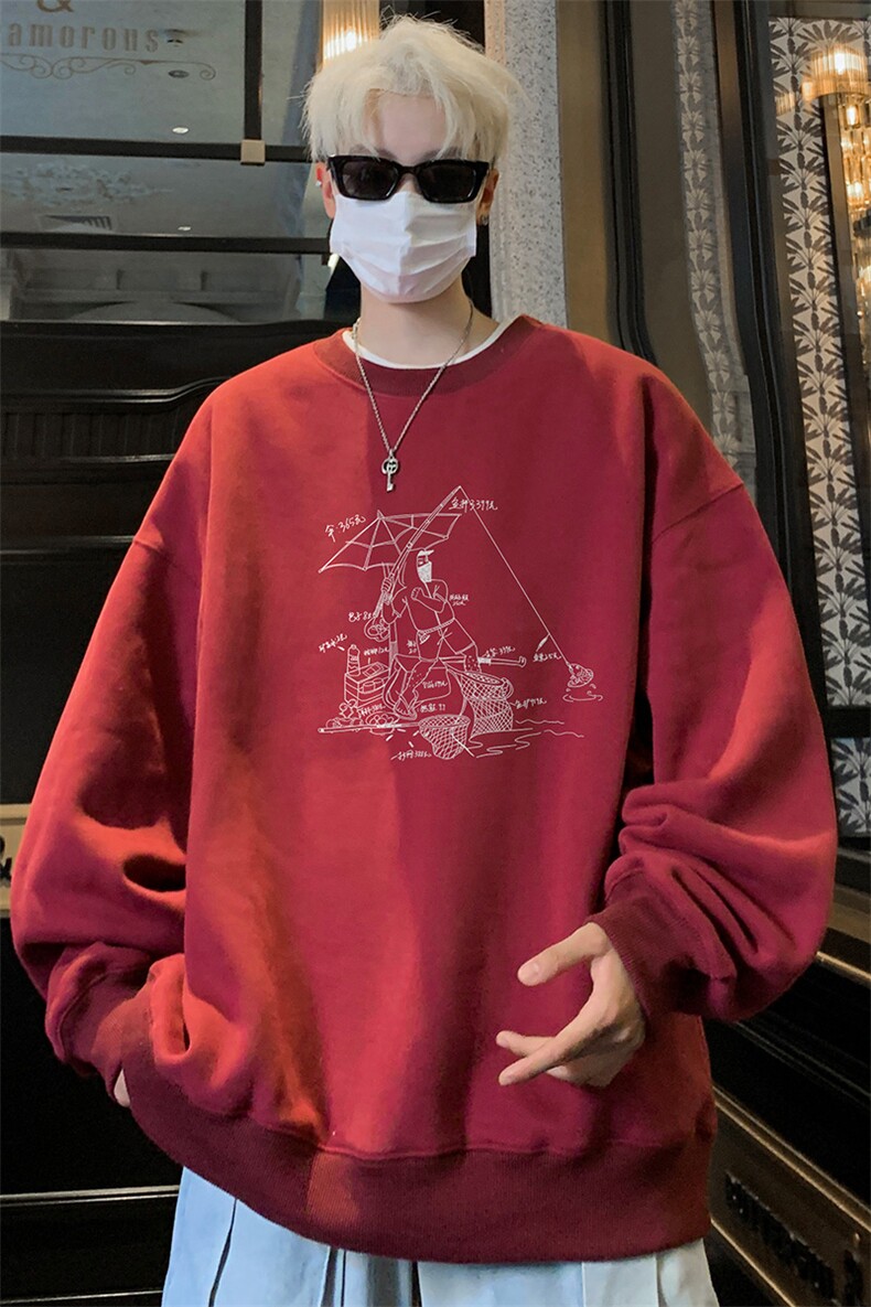 ！圆领卫衣男装港风长袖t恤男外套男WY533-特P23,男装T恤,电商B371