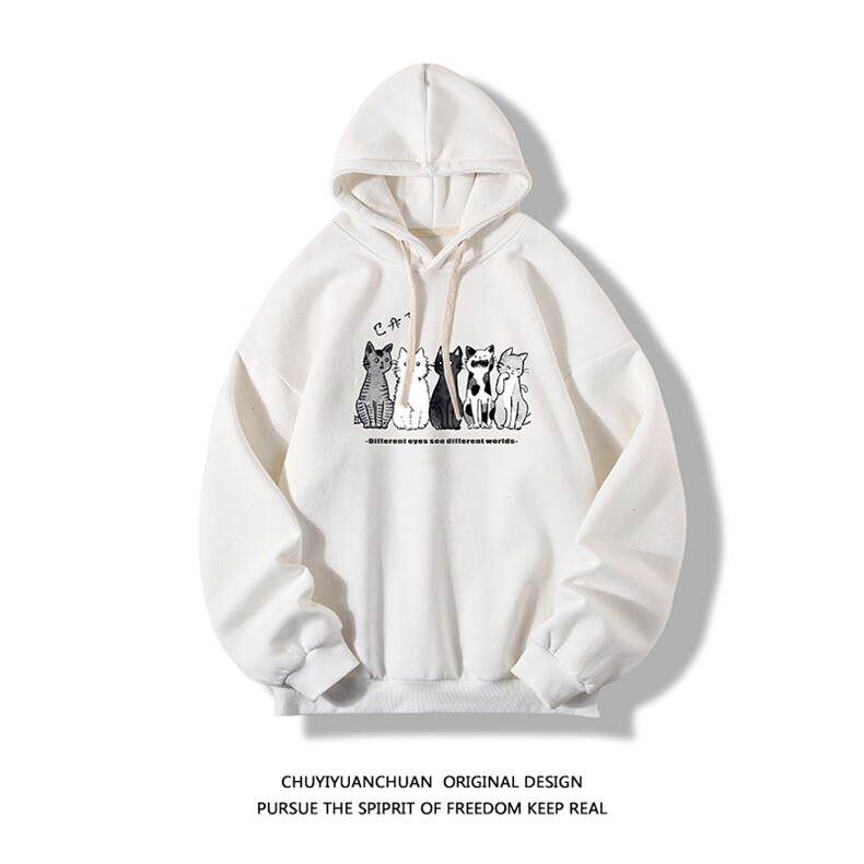 WY2100-P35加绒款-P40纯连帽卫衣男大码运动帽衫宽松薄白底,男装卫衣,电商A040A