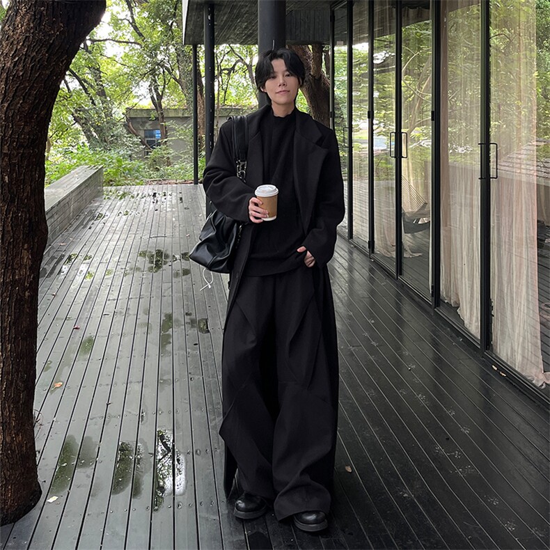 韩系超长款呢子大衣cleanfit加长落地风衣外套Y901-P145，男装风衣，星座1004-3