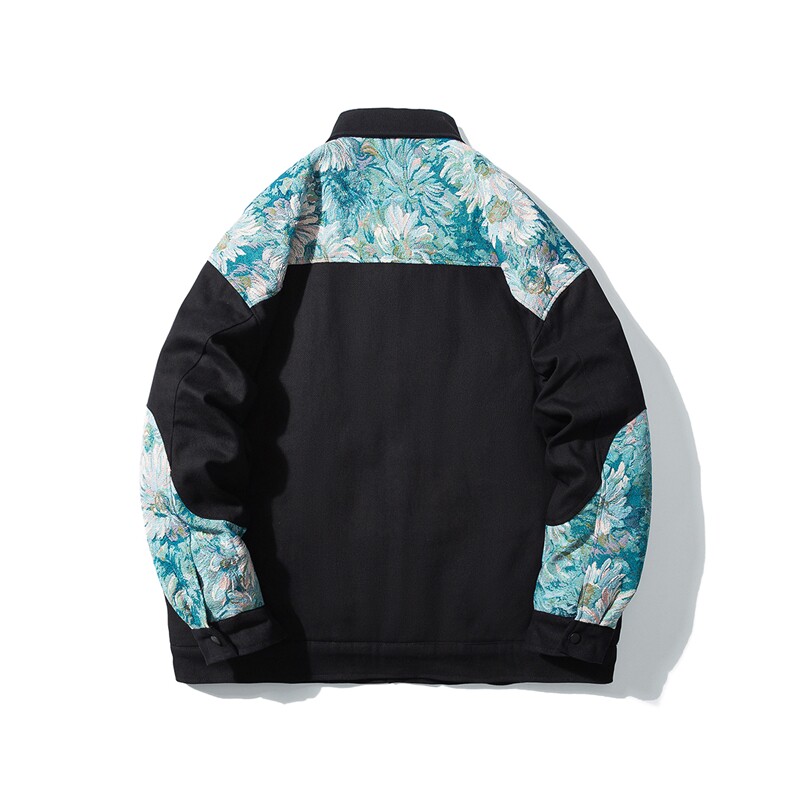 1日系白底刺绣拼接设计大码M-5XL夹克棉服外套男8706P115控158,男装夹克,星座226-2