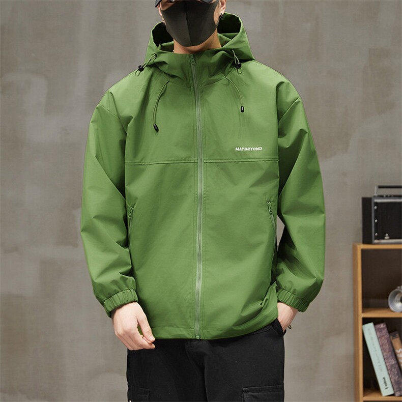 冲锋衣连帽夹克男宽松落肩纯色上衣外套DSA157B-JK727-P58,男装夹克,电商A157B