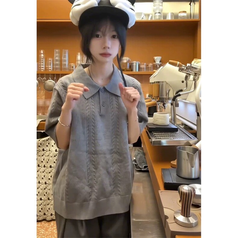 网图有货夏季麦穗花纹提花针织短袖T恤男女老钱风上衣A642-P42,男装T恤,星座1505