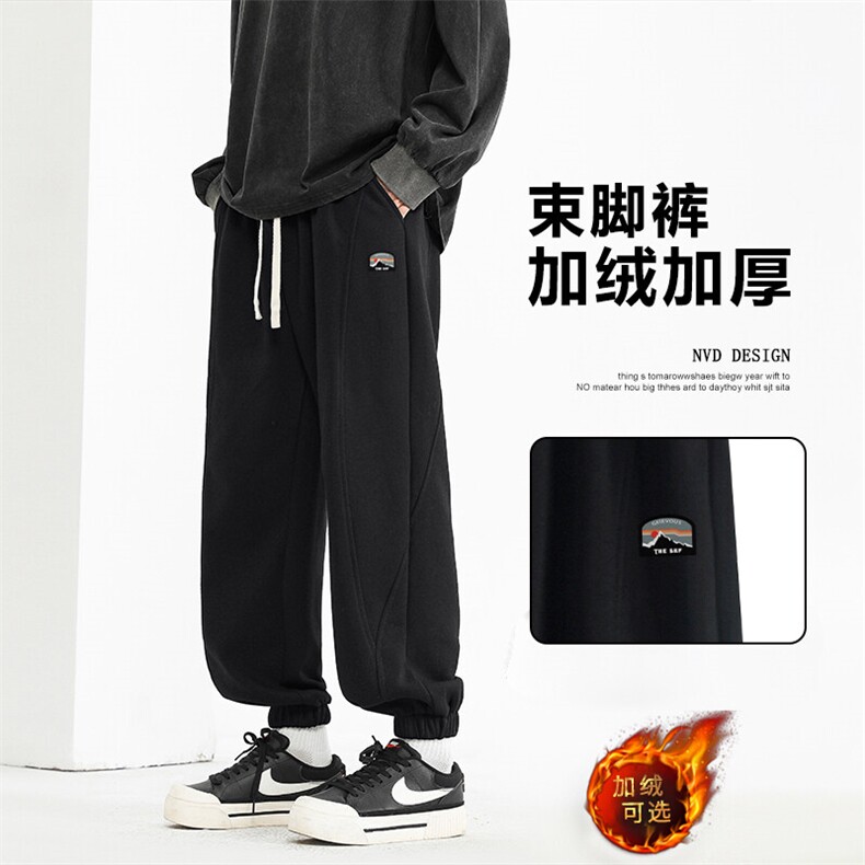 日系纯棉束脚裤男款秋冬新款美式宽松卫裤X1631特批39加绒特批49,男装休闲裤,星座718