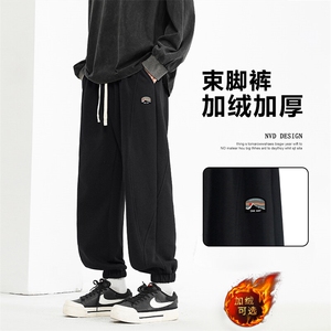 日系纯棉束脚裤男款秋冬新款美式宽松卫裤X1631特批39加绒特批49图片