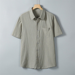 男士衬衫短袖衬衣半袖纯棉麻衬衫领休闲 XZ1512-2411-P25图片