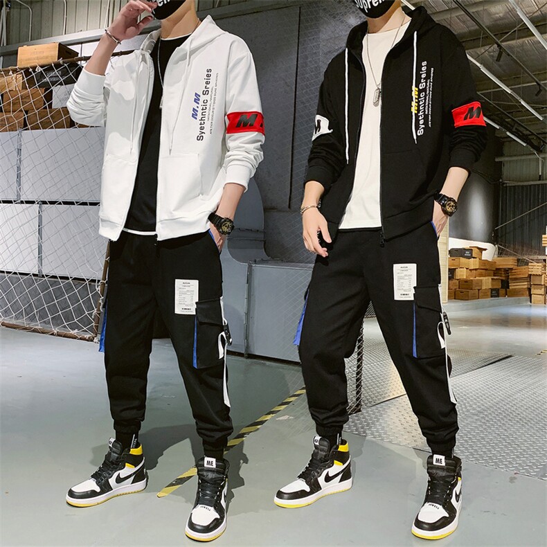 男卫衣新品帅气嘻哈休闲运动套装两件套图片