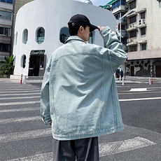 白色复古牛仔外套水洗做旧美式翻领衣服春季工装夹克JK890-P68，男装夹克，星座1103-3