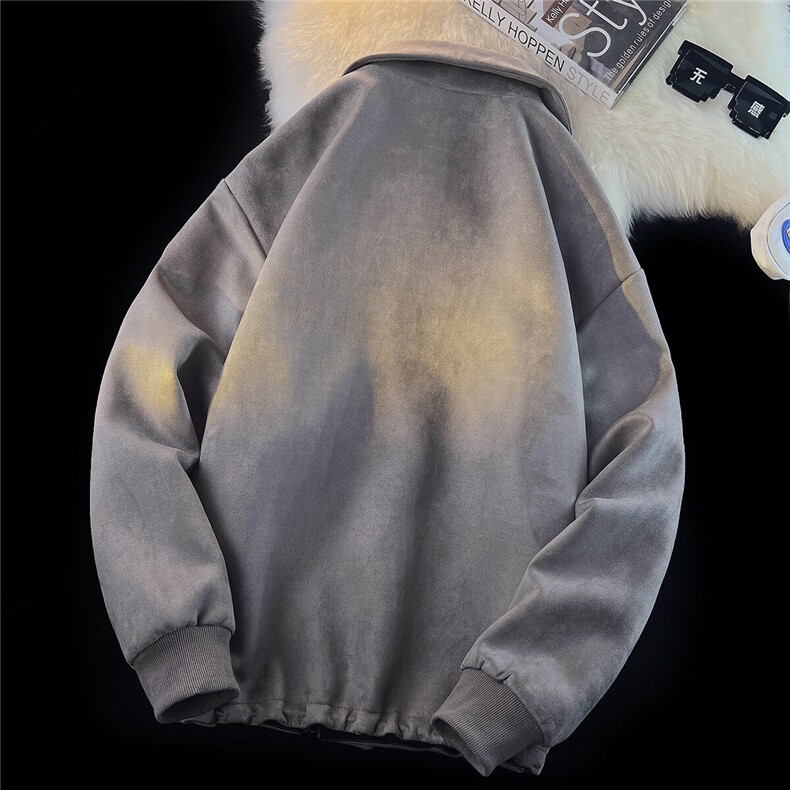 1平铺麂皮绒大码M-5XL拼接撞色不规则拉链夹克男JK8759P95控128,男装夹克,星座226-2