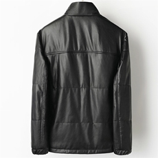 W2221海宁皮衣男头层牛皮白鸭绒羽绒服短款立领皮夹克冬P680，男装皮衣，电商B360