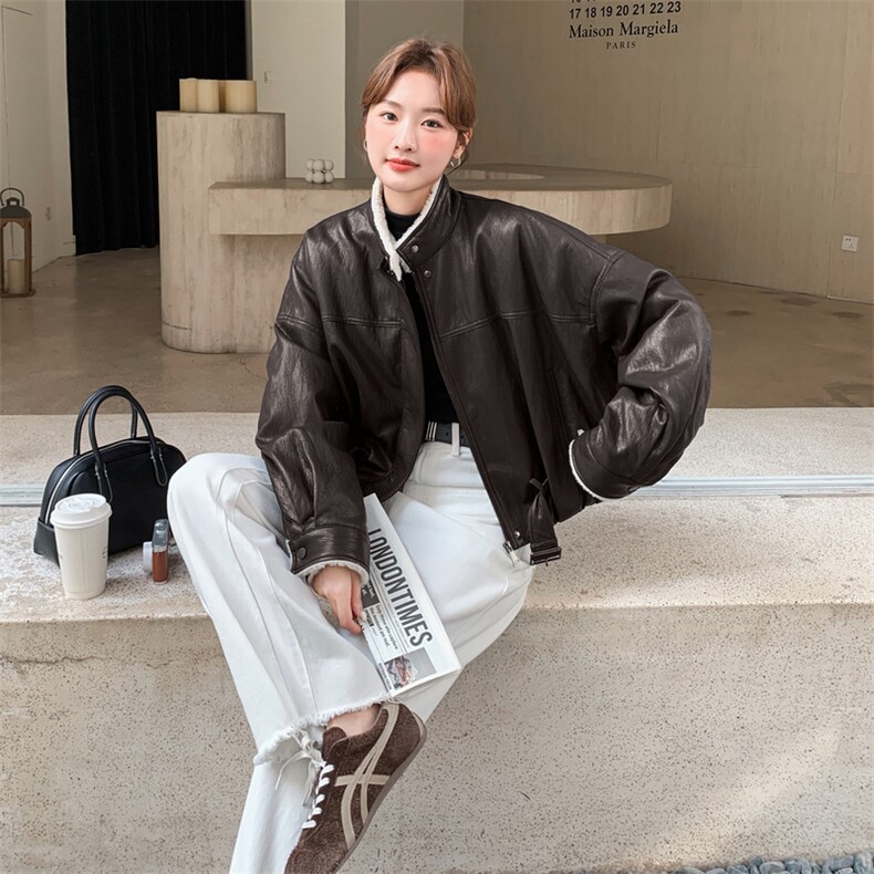 新款加绒皮衣外套2C0959172P205K298,女装短外套,2C095