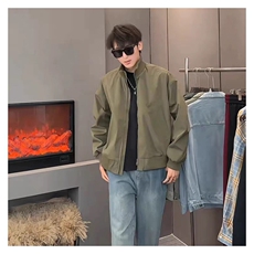 抖音得物美式潮休闲夹克春季立领纯色复古工装加厚棉服外套MF01，男装夹克，电商A443