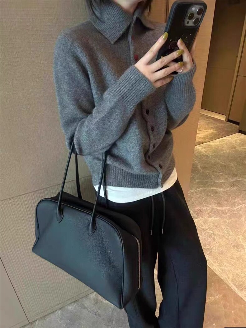 2025年秋季新款女士彩扣高领百搭针织开衫,针织衫/毛衣,恒恩羊绒