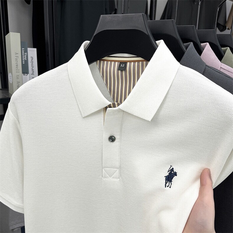 爆夏季男款棉透气polo衫长袖潮流上衣百搭商务风刺绣男装，男装T恤，钱塘6003（原4033）