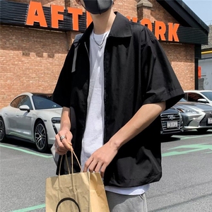 原宿男宽松型气质日系衬衫夏季文艺潮流新款五分袖青春流行CS311,气质美女穿搭春季图片