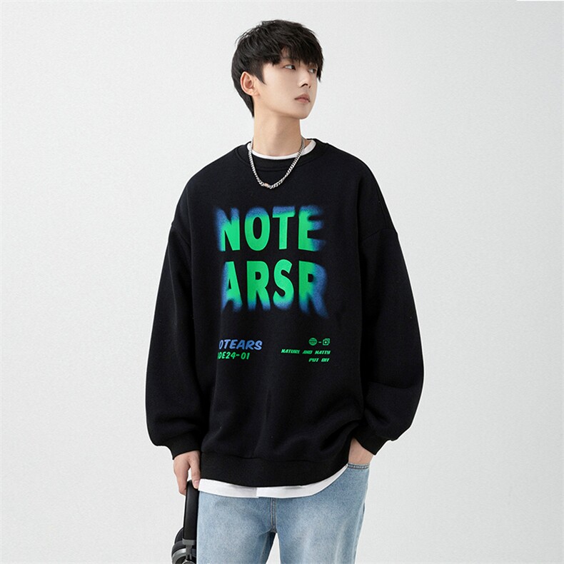 2023春新款日系渐变字母印花宽松圆领套头卫衣23089-P38控68,男装卫衣,星座914-3