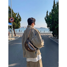 现货黄泥色牛仔夹克废土风宽松痞帅vintage外套JK08626-P63，男装夹克，星座308B-1