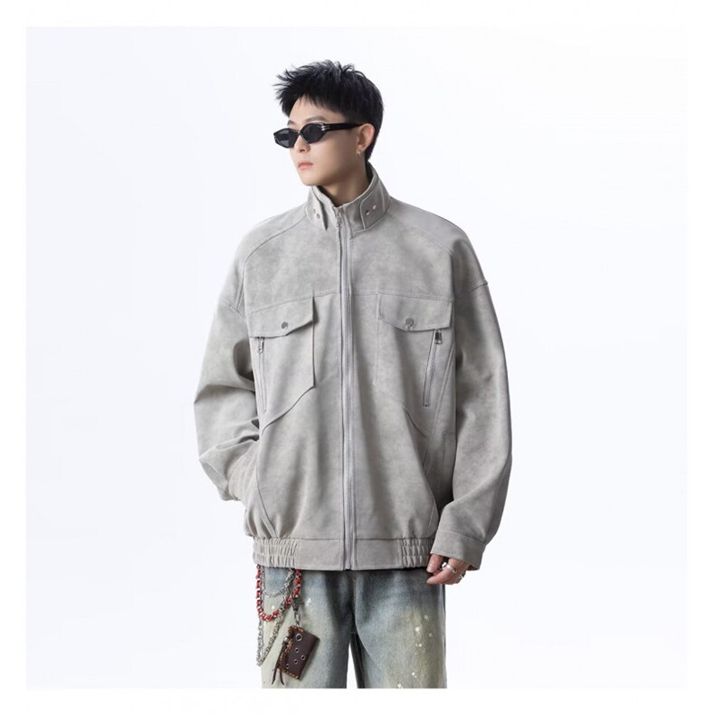 YJ061-P89cleanfit美式皮衣外套男春秋款潮牌立领麂皮绒夹克，男装皮衣，电商B323A