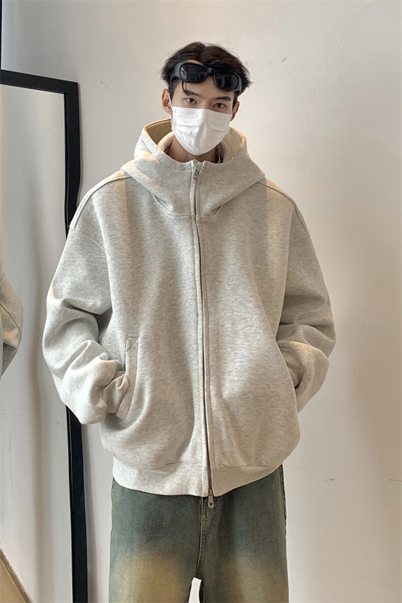 现货7秋冬加厚cleanfit美式休闲重磅480G短款开衫卫衣TTTB05-P98,男装卫衣,星座1315