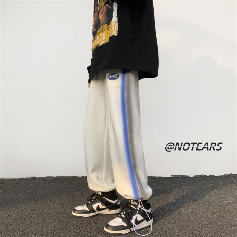 2023春新款元素撞色喷绘宽松抽绳束脚休闲运动裤KZ09-P48控68图片