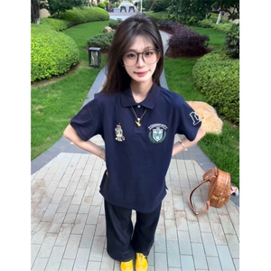 H1028-P35刺绣珠地棉POLO领休闲短袖t恤男女同款图片