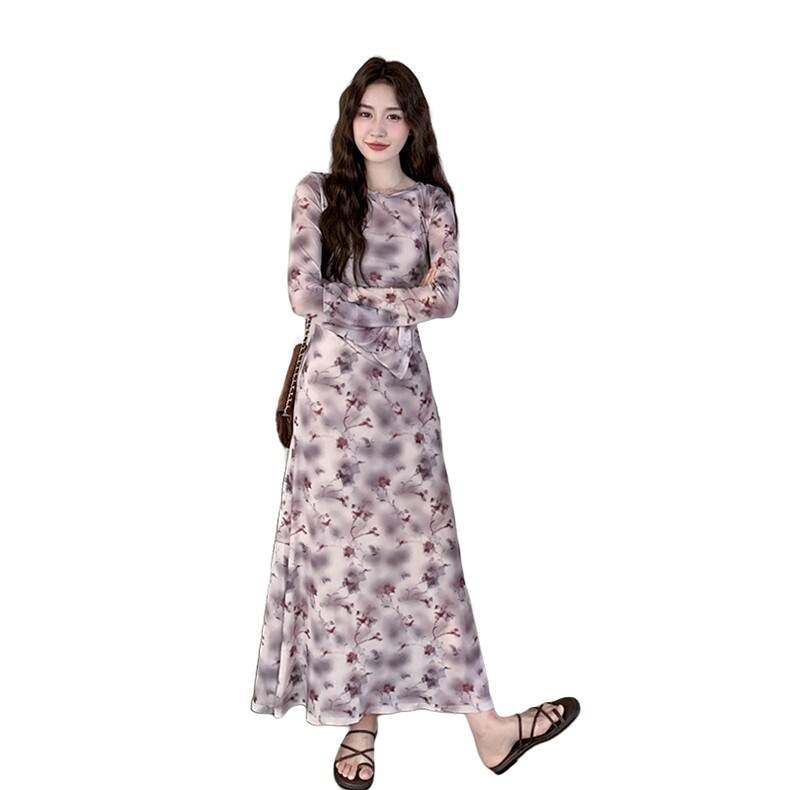 25新款-法式玫瑰印花连衣裙＋内搭吊带裙-730-P140-K198,女装连衣裙,2C168
