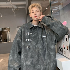 2026抖音148大码M-5XL皮衣铁扣链子情侣夹克男77083P105，男装夹克，星座227-7