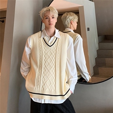 秋冬新款DK制服背心内搭外穿针织学院风休闲无袖毛衣男M16-P48，男装背心/马甲，电商C307A
