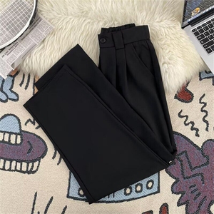 重磅直筒休闲抗皱小西裤男装潮牌ins宽松纯色垂坠感弯刀西装裤子图片