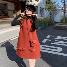 【春款现货】纯色打底衫+背心连衣裙送包包2D148-2608-P168-K252，女装套装/套裙，2D148